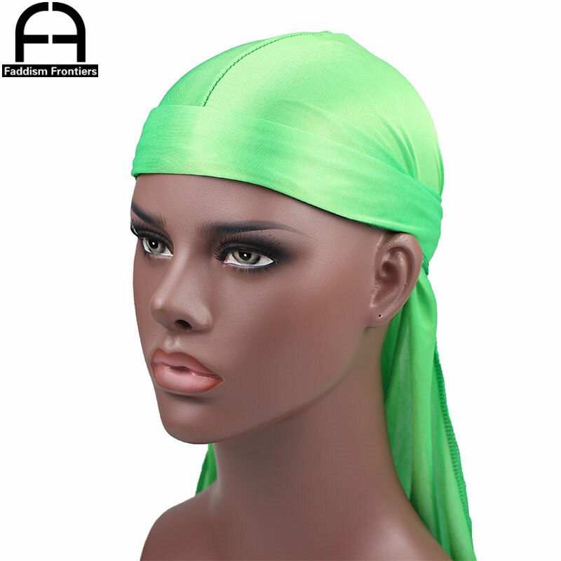 Perruques Turban en Satin Durag pour homme | Couvre-chef de motard, bandeau de luxe, chapeau Pirate, accessoires pour cheveux,: Vert clair