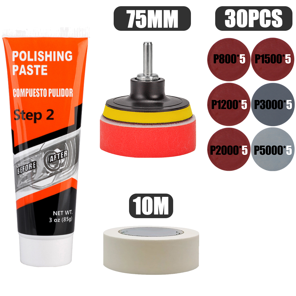 Kits de pulido para restauración de faros de coche, abrillantador químico, reparación de faros, pulidor de lentes, pasta de limpieza, herramienta de restauración: Rojo