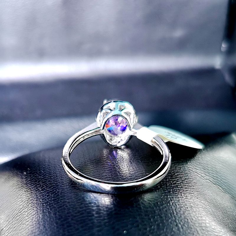 Mystérieux zircon cubique violet ovale pierres anneaux de mariage pour les femmes classique or blanc couleur bijoux anneau