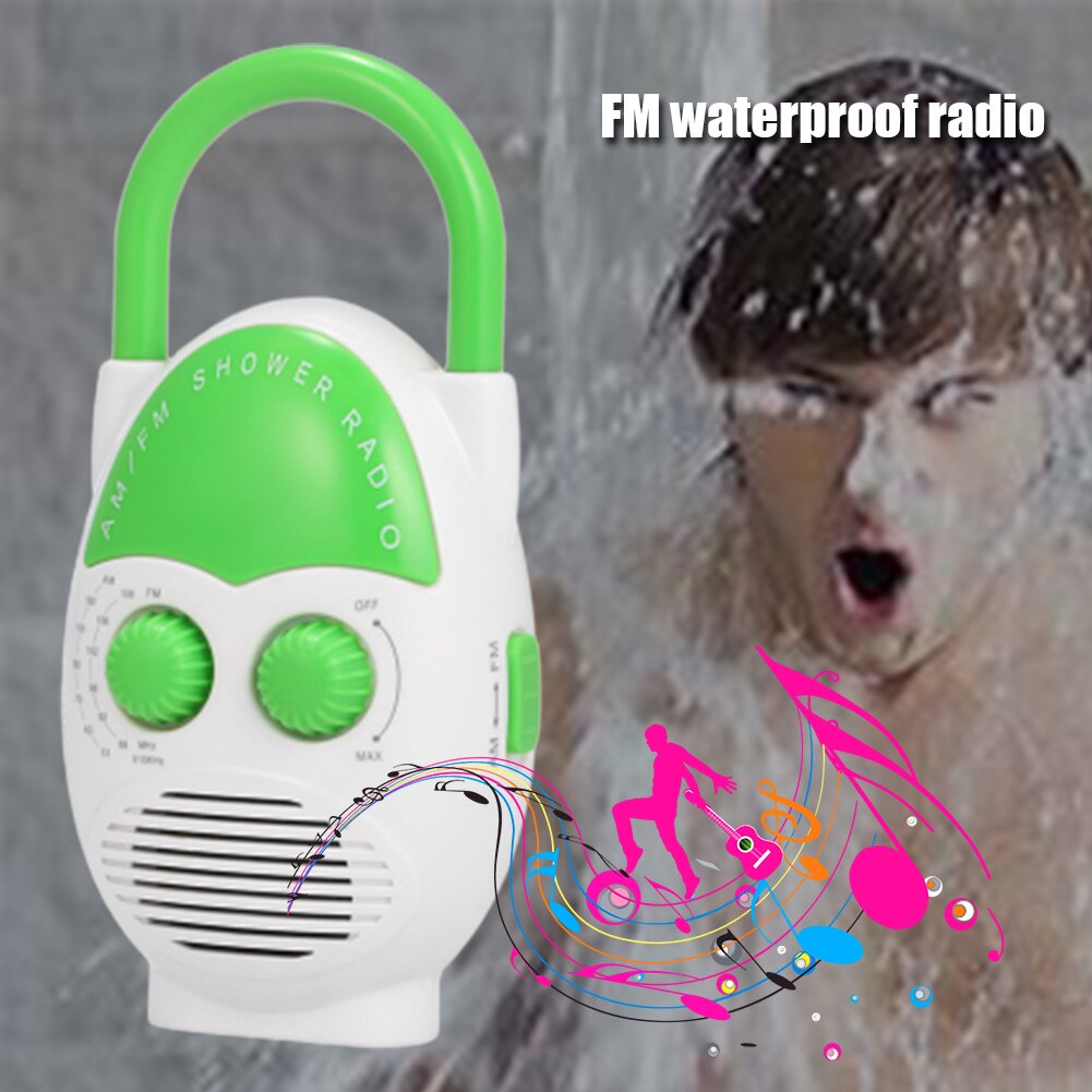 Grote Knop Douche Radio Muziek Top Handvat Verstelbare Volume Badkamer Mini Waterdichte Luidspreker Am Fm Insteekkaart