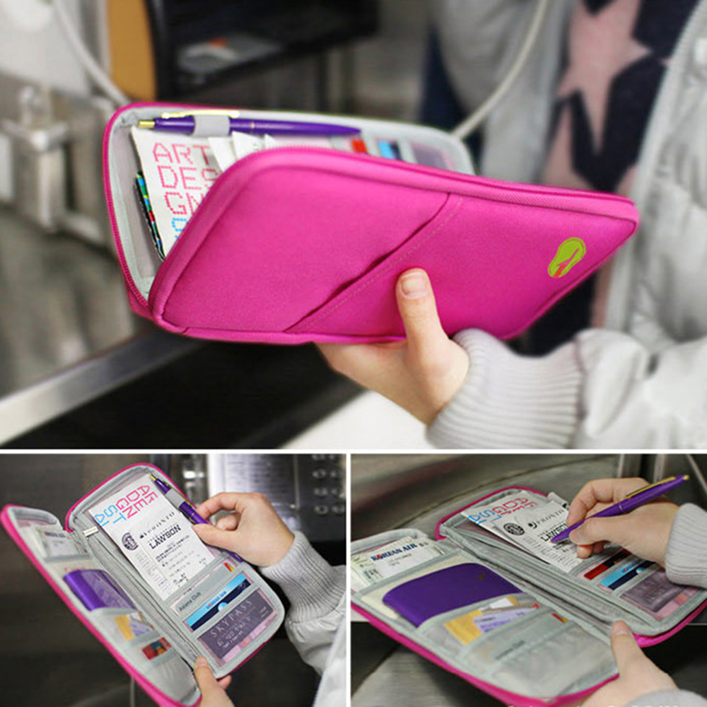 Reisdocumenten organizer portemonnee paspoort identiteitskaarthouder ticket creditcard tas etui portemonnee
