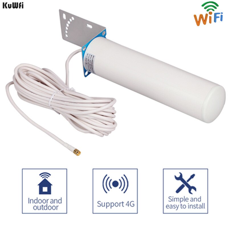KuWFi-antena 3G/4G LTE macho, antena externa de 2,4 Ghz, 3GBooster, con Cable para repetidor de señal GSM, Wifi