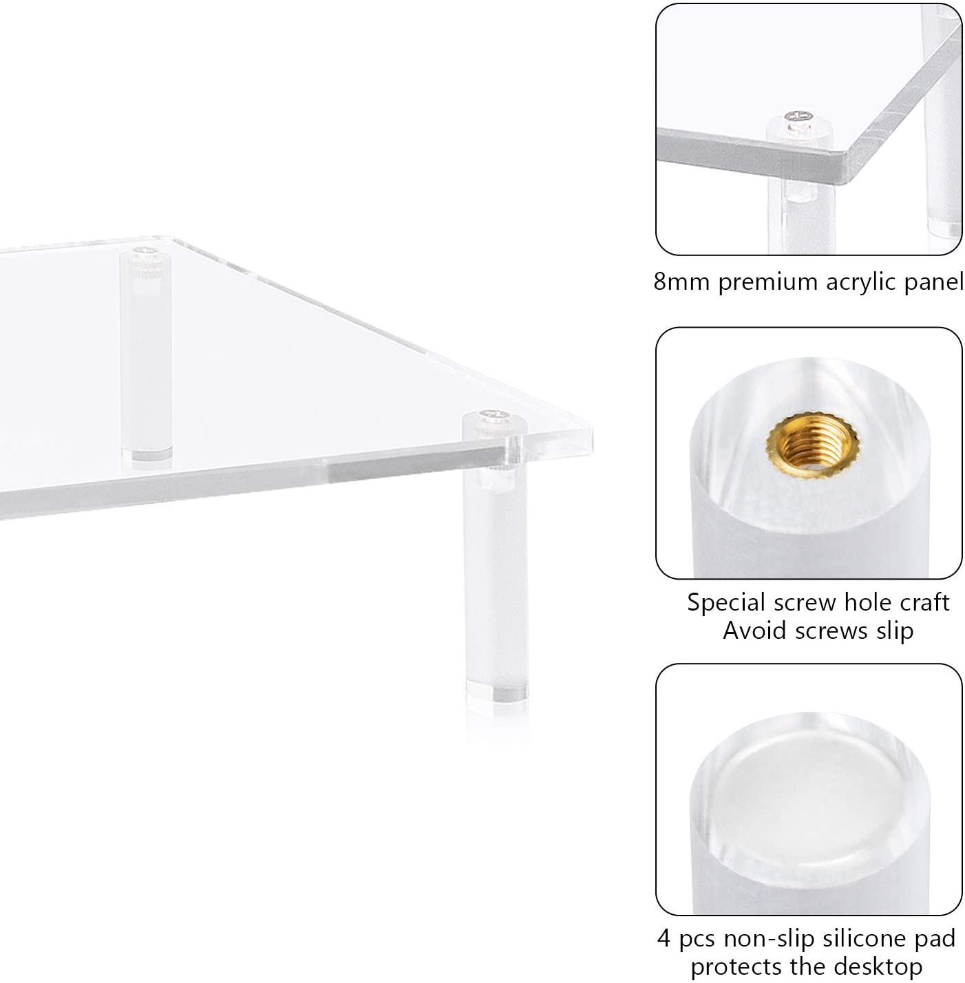 Acrylic Monitor Stand Riser Clear for Laptop iMac PC Printer Desktop Ergonomic Screen Stand Desk Riser Laptop Stand