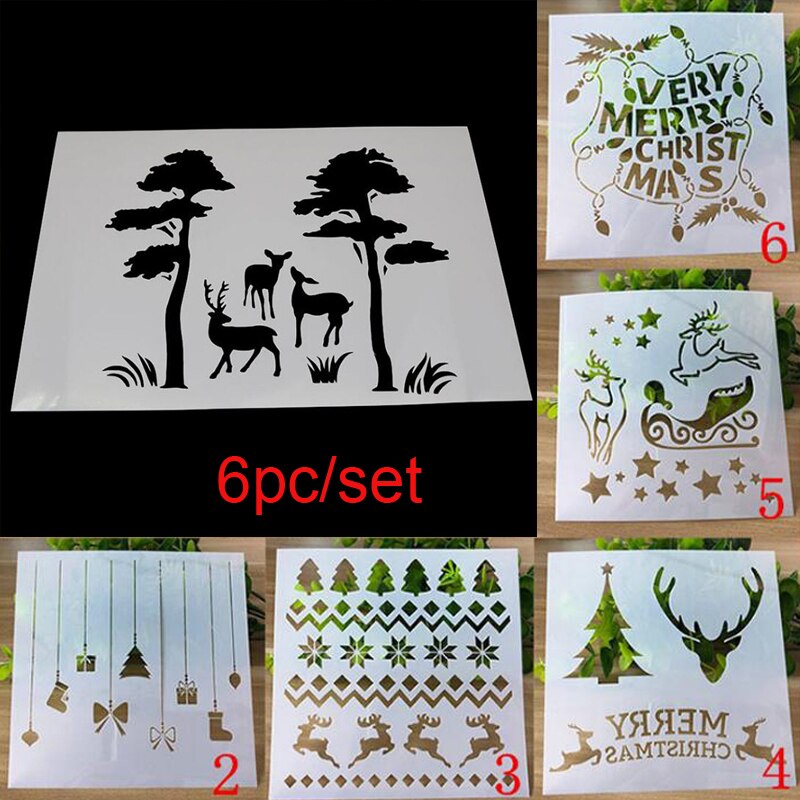 Kerst Sjablonen Bullet Journa Stencils Diy Graphics Schilderij Scrapbooking Stempel Ornament Album Reliëf Template Herbruikbare: Default Title