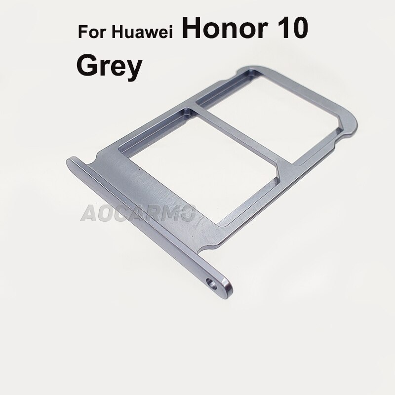 Aocarmo Für Huawei Honor 10 COL-AL10 Honor10 Schwarz/Grau/Blau/Lila SD MicroSD Halter Nano Sim Karte tray Slot: Grey