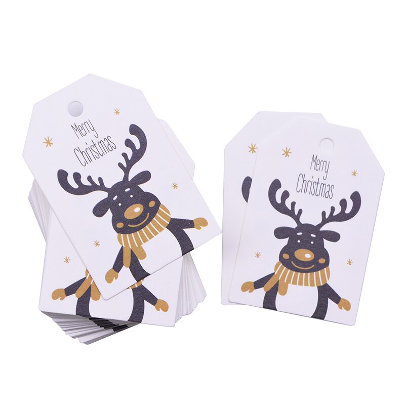 50 stk xmas tags papir indpakning trykt glædelig jul år tags til æske kage fest etiket hænge tag