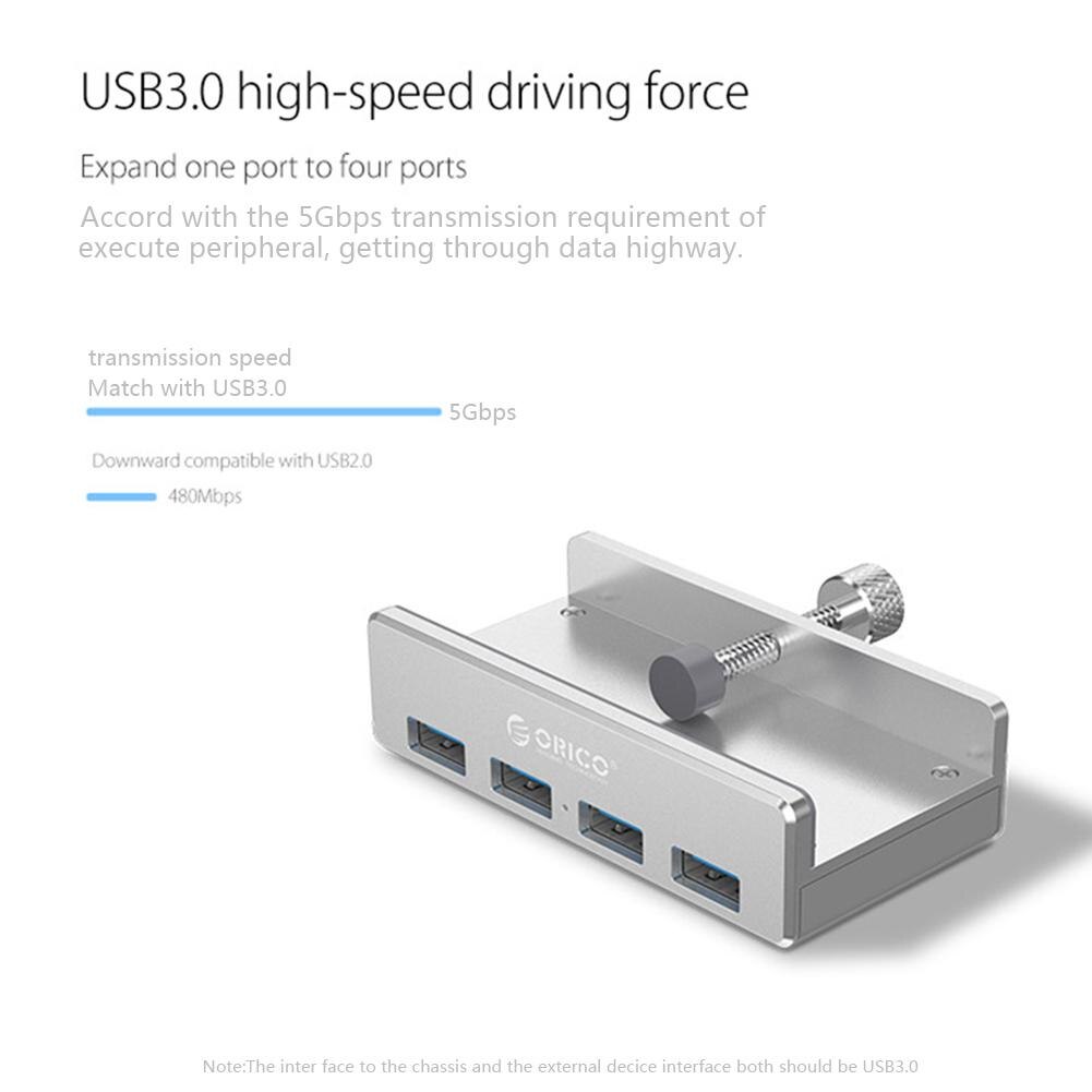 ORICO MH4PU USB HUB Aluminum 4 Ports USB 3.0 Clip-type HUB Multi USB Splitter Adapter 10-30mm Range Clip For Laptop PC Computer