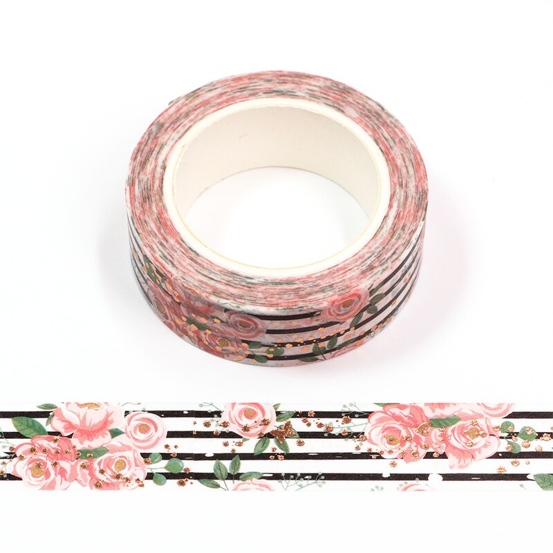 10 Stks/partij 15Mm * 10M Folie Roze Rose Decoratieve Washi Tape Scrapbooking Afplakband Office Supply Masker washi Tape