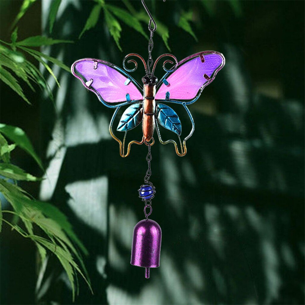 1PC peint papillon antirouille métal vent carillon ornement suspendu salle décoration carillon extérieur cour jardin décor #40