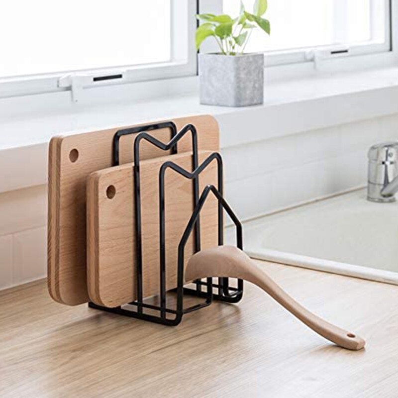 Cutting Board Rack Chopping Board Organizer Stand Holder Kitchen Countertop Pots Pan Lids Rack Organizer Flat Steel