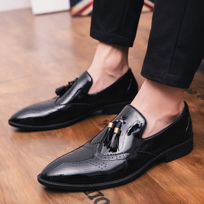Mocassins à franges pointus pour hommes, chaussures de soirée, plates et confortables, grande taille 38-47, directe: 12,5