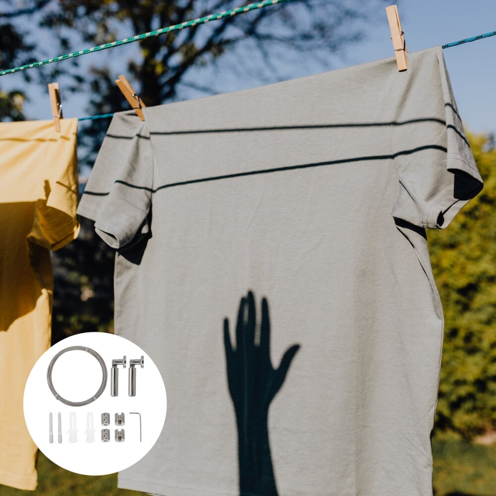 1 Set 5M Curtain Drape Wire Rod Set Stainless Steel Clothes Drying Hanger