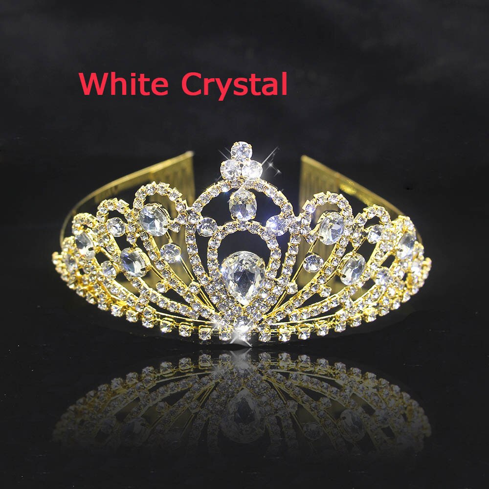 AINAMEISI 5 colors Crystal Tiaras Hair Accessories Gold Crowns Girls Headpiece Wedding Bridal Crown Hair Jewelry: gold White