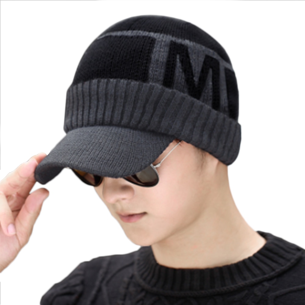 Classic Men Cycling Bike Wear Hats Breathable Bicycle Caps Free Size Outdoor Sports Ski Warm Simple Visor Knitted Casual Hats: Type 1 Color 2