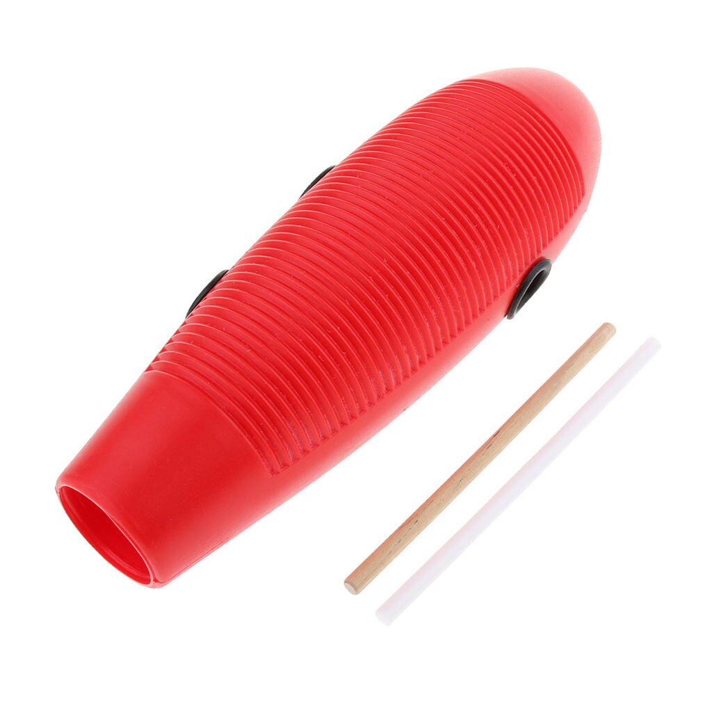 Guiro con 2 rascadores, instrumento Musical de percusión latina, Rojo