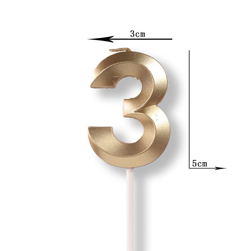 Gold Silver Number Candles Party Cake Topper Candle Kids Baby Birthday Anniversary Party Decoration: gold number 3