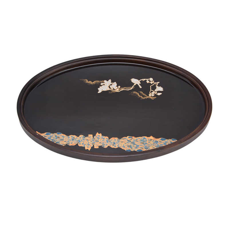 Bamboo Serving Tray Artwork Bamboo Tea Tray for Home: Oval large
