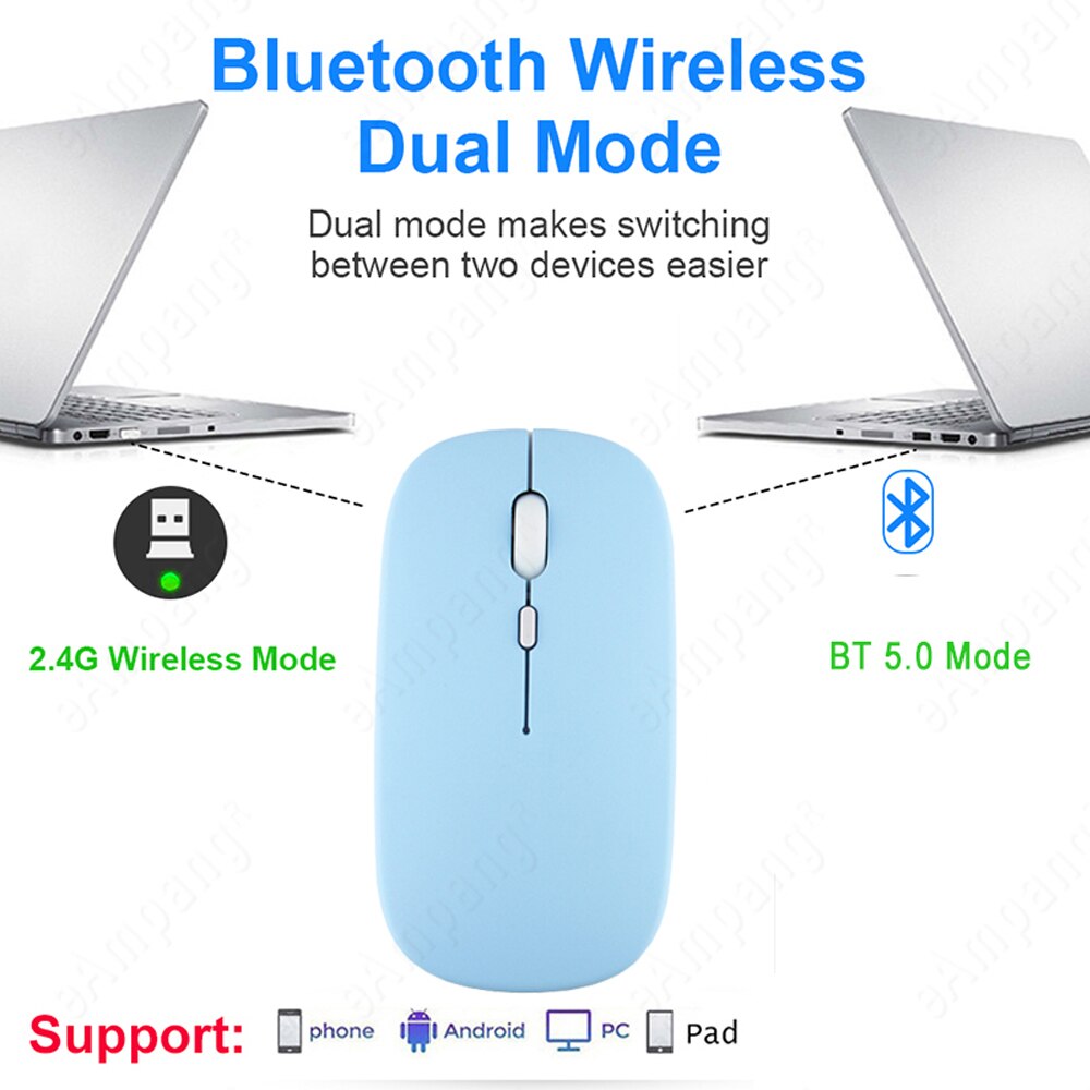 Ondersteuning Dual Model 2.4G Bluetooth Muis Voor Tablet Ipad Samsung Laptop Mackbook Pc Telefoon Iphone Oplaadbare Muis Mute Muizen