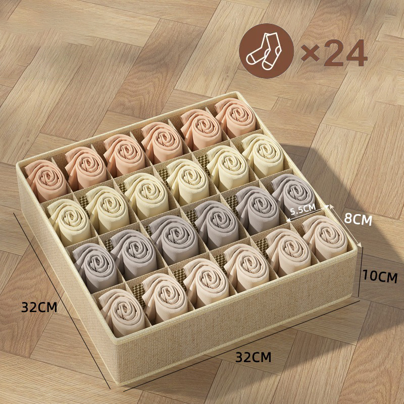 1-2Stck Unterwäsche Lagerung Boxen Socken Kleidung Lagerung Organizer Vlies Stoff Schublade Typ Höschen Drei-stück einstellen Kasten Kasten Hause: dunkel khaki