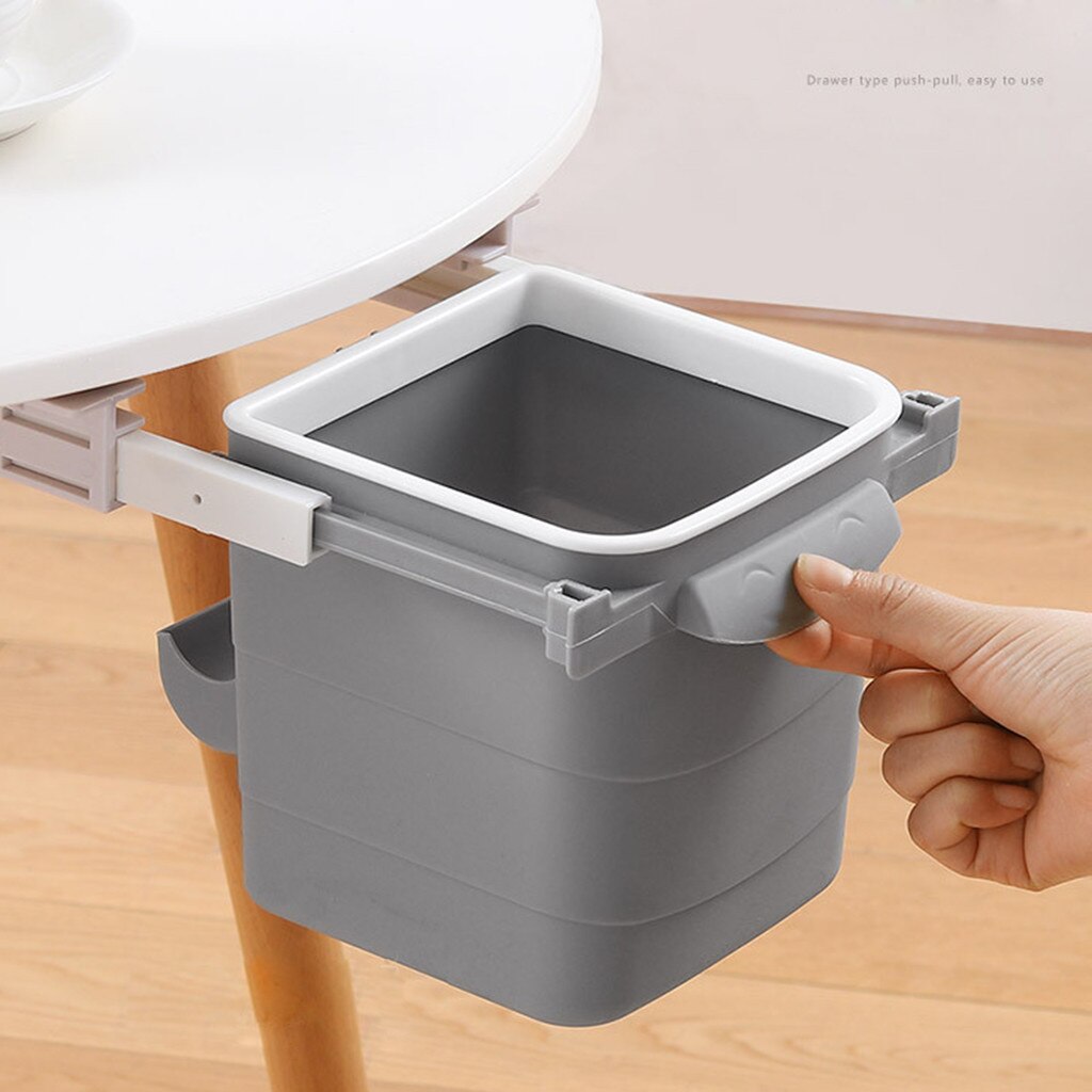 Cubo de basura adhesivo retráctil oculto para escritorio de oficina, cubo de basura, cubo de basura, contenedor de residuos para el hogar, cocina, baño, caja de barril de artículos diversos