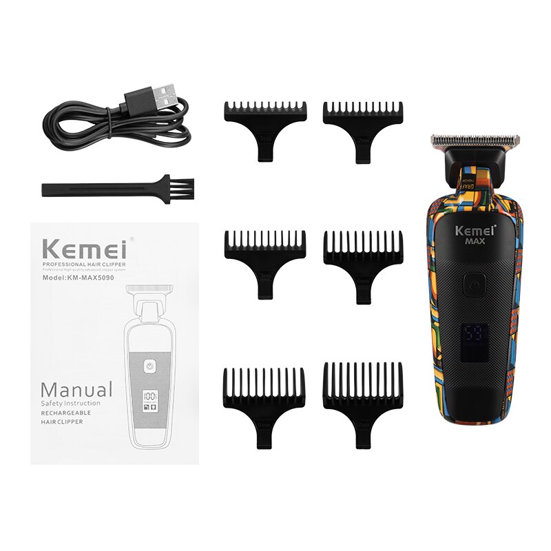 Kemei – tondeuse professionnelle pour hommes, rasoir USB pour couper les cheveux et raser la barbe: without box