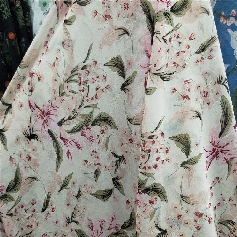 Bloemen chiffon hawaii jurk materiaal chiffon stof diy stof chiffon textiel 1 yard