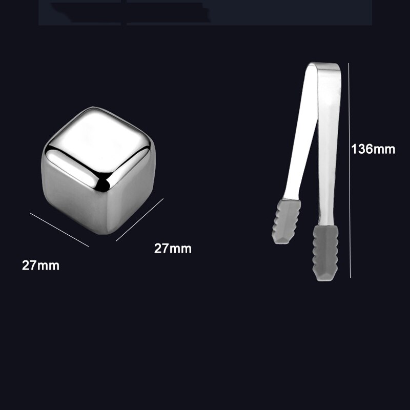 Whiskey Stones Metalen Ijsblokjes Rvs Ice Cubes Herbruikbare Wijn Ijs Steen Drank Chilling Rocks Met Ice Tong Voor man