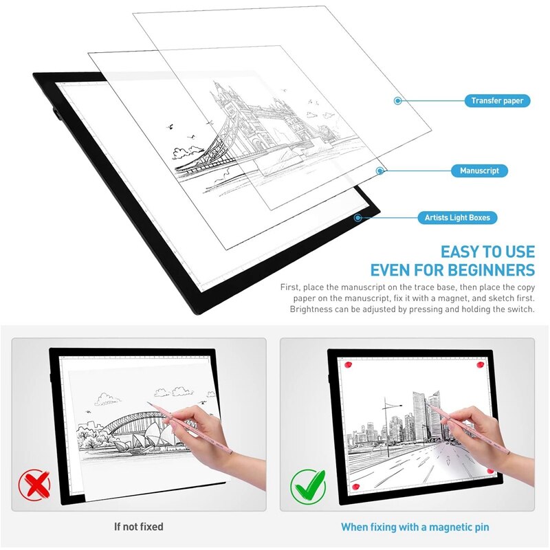 A4 Digital ie Tablet for Drawing Pad Art Painting Graphic Copy Board Electronics Painting Table with netic