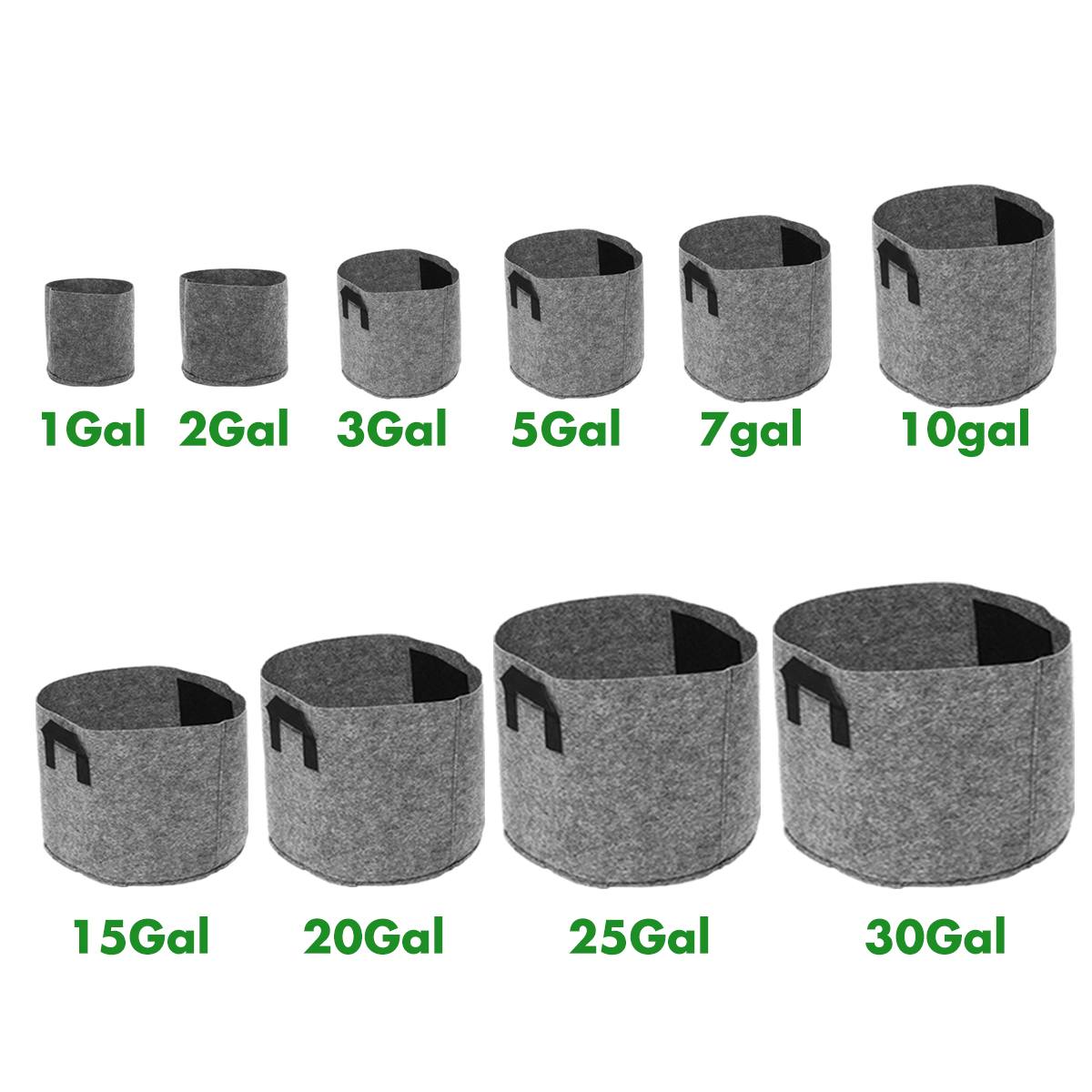 Ikke-vævet filt 1-30 gallon stof vokseposer åndbare potter planter rod pose container plante smarte potter med håndtag have su