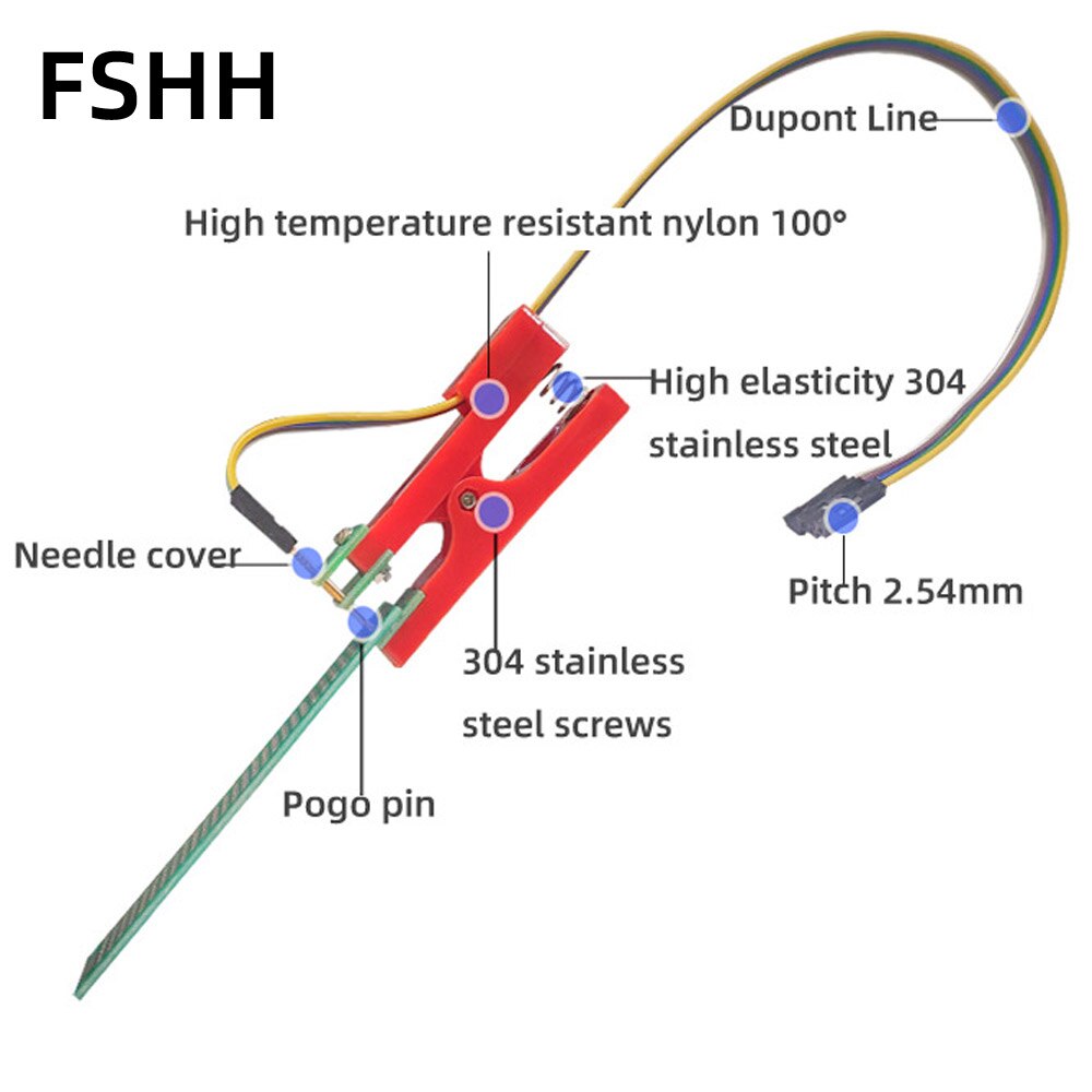 2Pin 3Pin 4pin Frame Clip Test Downloader Programming Tool Jtag 1.5mm Burning Hand hold Tool with Dupont cable