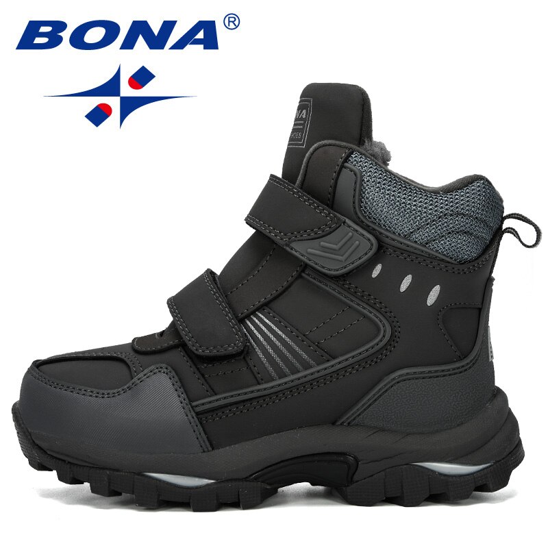 BONA Popular Children Snow Boots Warm Winter Boots Plush Kids Sneakers Boys Cow Split Boots Trendy