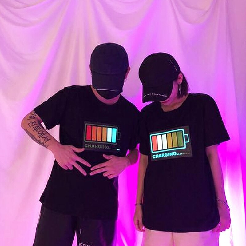 Kleding Schooltas Stickers Lichtgevende Gloeiende Speelgoed Voice-Activated Accessoires Spreken Heldere T-shirt Multi-Functie Music Control