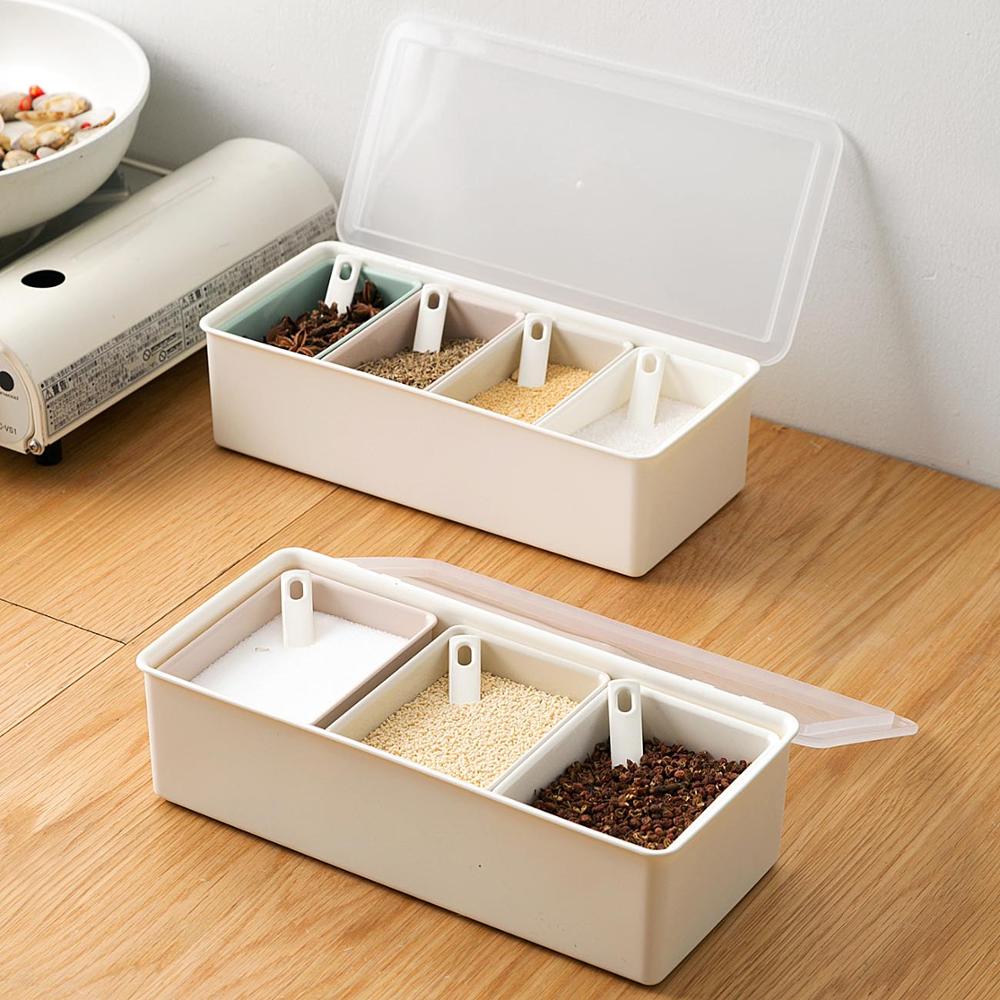 Spice Jar Seasoning Box Spice Container Case Set Salt and Pepper Storage Containers Box Kitchen Spice Organizer Bottles