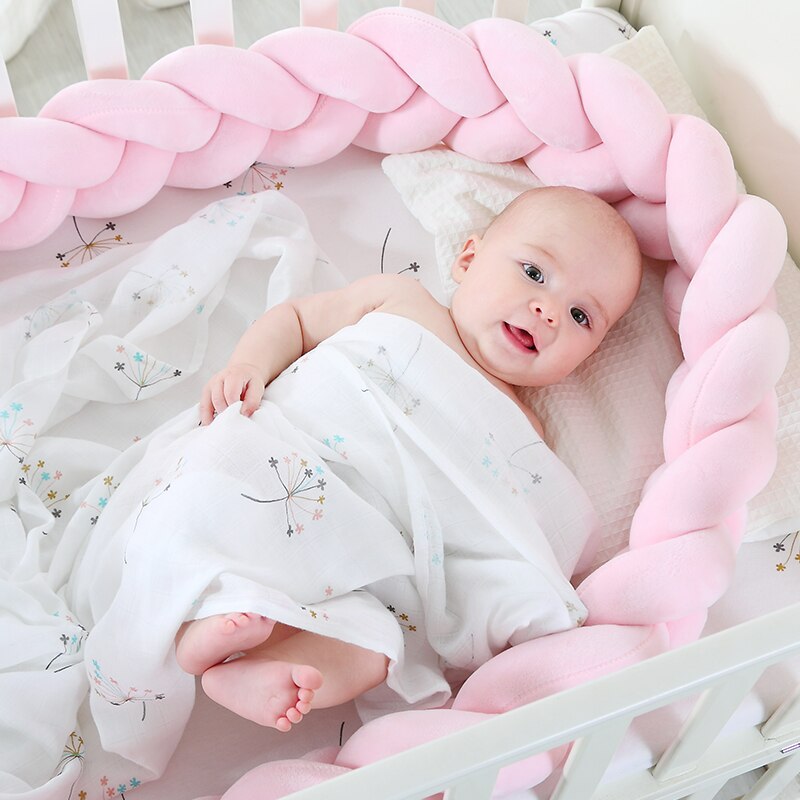 200 cm Lengte Baby Bed Bumper Pure Kleur Weven Pluche Babybedje Protector Voor Pasgeborenen Baby Kamer Decoratie