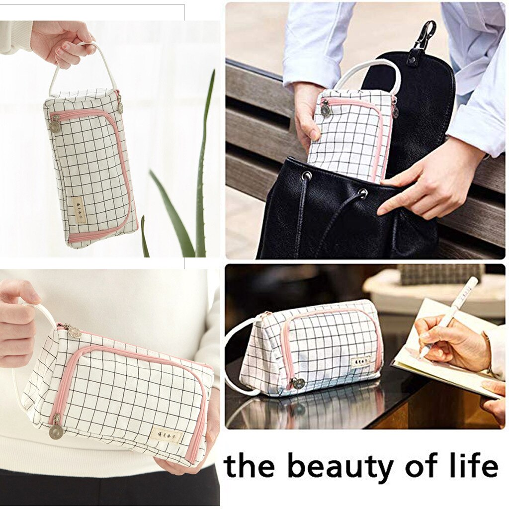 Super porte-crayon Kawaii grande capacité crayon toile grande capacité porte-crayon multifonctionnel fermeture éclair école Portable Simple