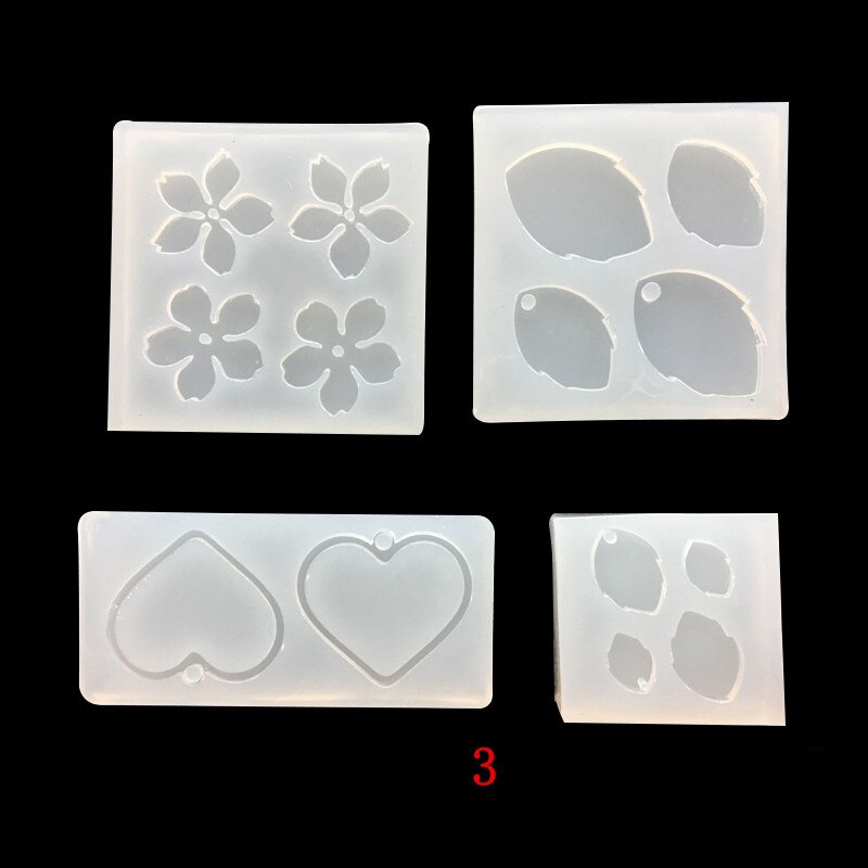 1 pièces UV résine bijoux Silicone liquide moule fleurs & feuille & coeur résine charmes moules pour bijoux à bricoler soi-même faisant des moules: 3