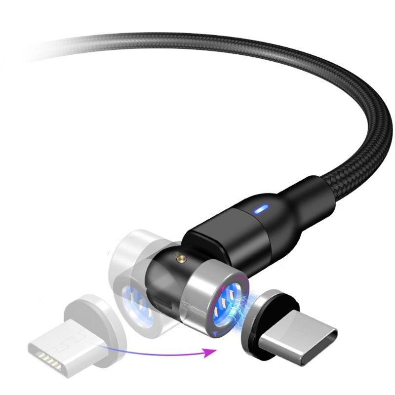 Caixa de armazenamento da cabeça magnética da rotação do organizador 3pin 540 ° do cabo para o micro-usb tipo-c dispositivo de armazenamento do silicone da tomada do cabo de dados de usb