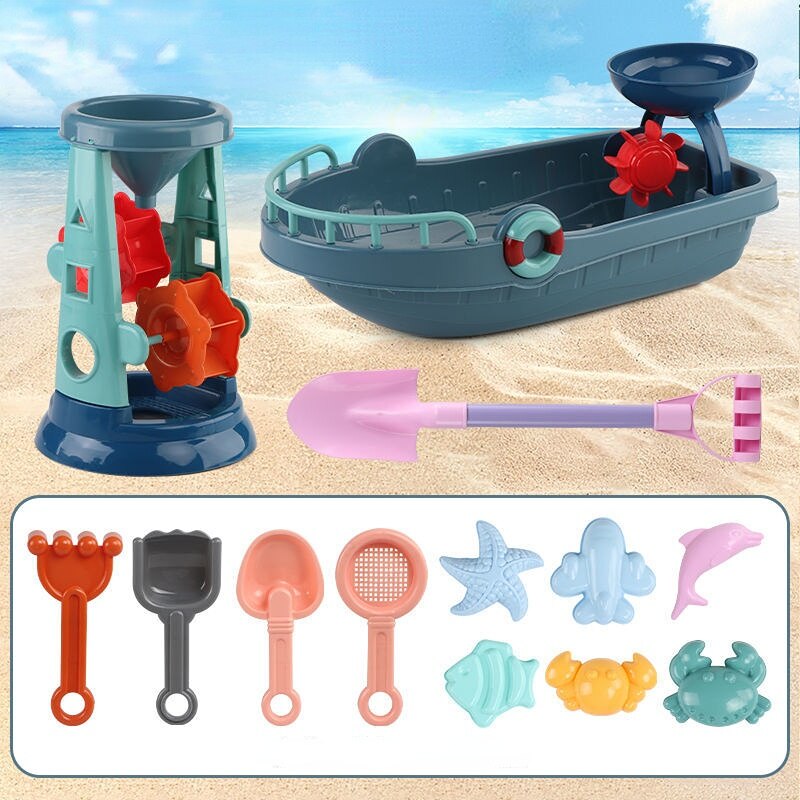 Strand Speelgoed Zandbak Siliconen Emmer En Zand Speelgoed Zandbak Outdoor Zomer Speelgoed Water Spel Winkelwagen Scoop Kind Schop Voor kids: 13pcs3