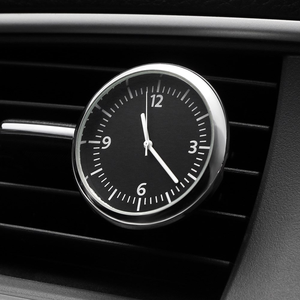 Bil ur biler interiør dekoration ur auto ur bil ventiler klip luftfrisker i bil tilbehør ornament: Sort-stil