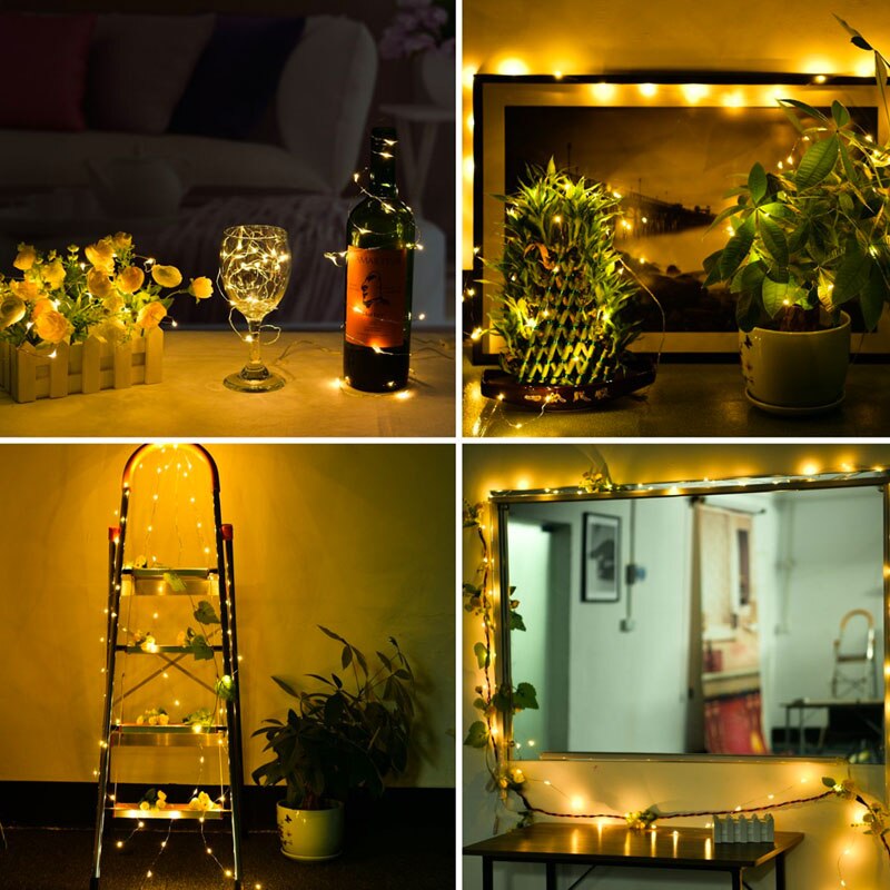 2M 3M 5M 10M Led Verlichting Ketting Koperdraad Usb Of Batterij Aangedreven Led String Licht fairy Licht Voor Kerstverlichting Wedding Party