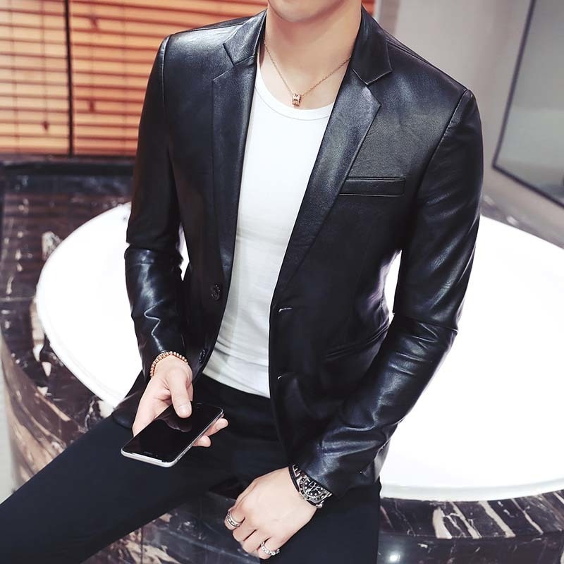 Men's Leather Jacket Men's Leather Business Office Men's Jacket Men's Leather Jacket Hombre Korean Slim Suit