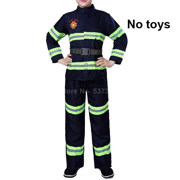 Disfraces de Halloween para niños carnaval niños niñas bombero Firghter Sam Cosplay uniforme ejército traje escuela estudiante rendimiento: Blue no toys / 105-115cm height