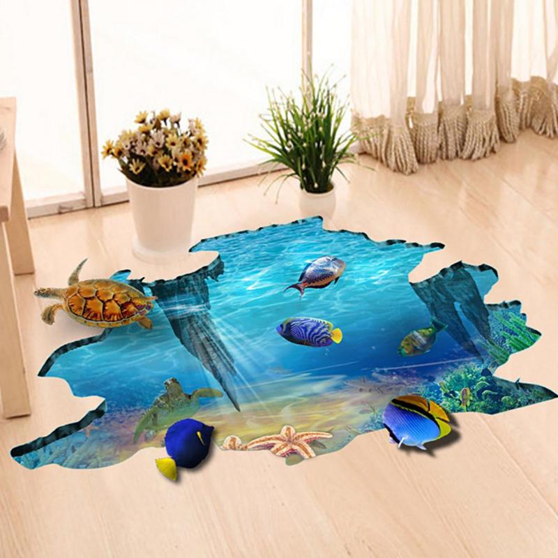 3D Galaxy Onderwater Wereld Muurstickers voor Plafond Dak Raamsticker Muurschildering Decoratie Persoonlijkheid Waterdichte Vloer Sticker