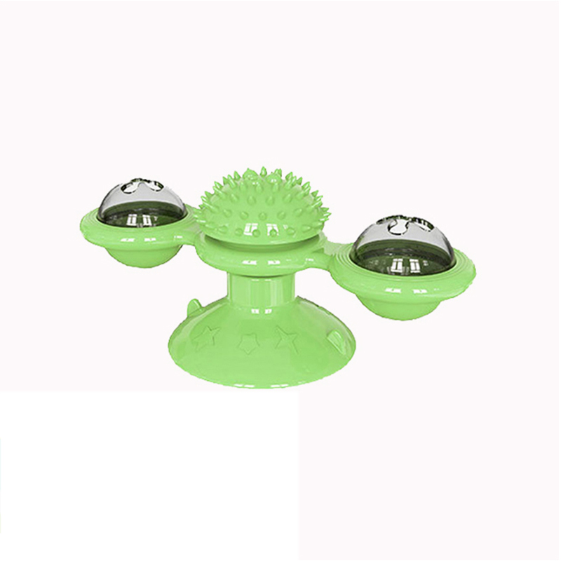 Windmill Cat Toy Interactive Pet Toys for Cats Puzzle Cat Game Toy With Whirligig Turntable for Kitten Brush Teeth Pet Supplies: Green