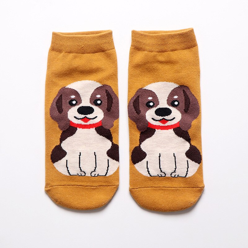 Primavera otoño lindo Animal mujeres algodón calcetines cortos Tide Dog Kawaii Bull Terrier Beagle japonés Casual Happy Funny Calcetines