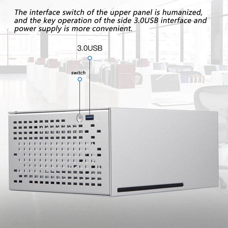 A07D Mini ITX Case Horizontal Computer Chassis HTPC Host Case Small 1U Power Supply USB2.0 ITX Enclosure Desktop Case