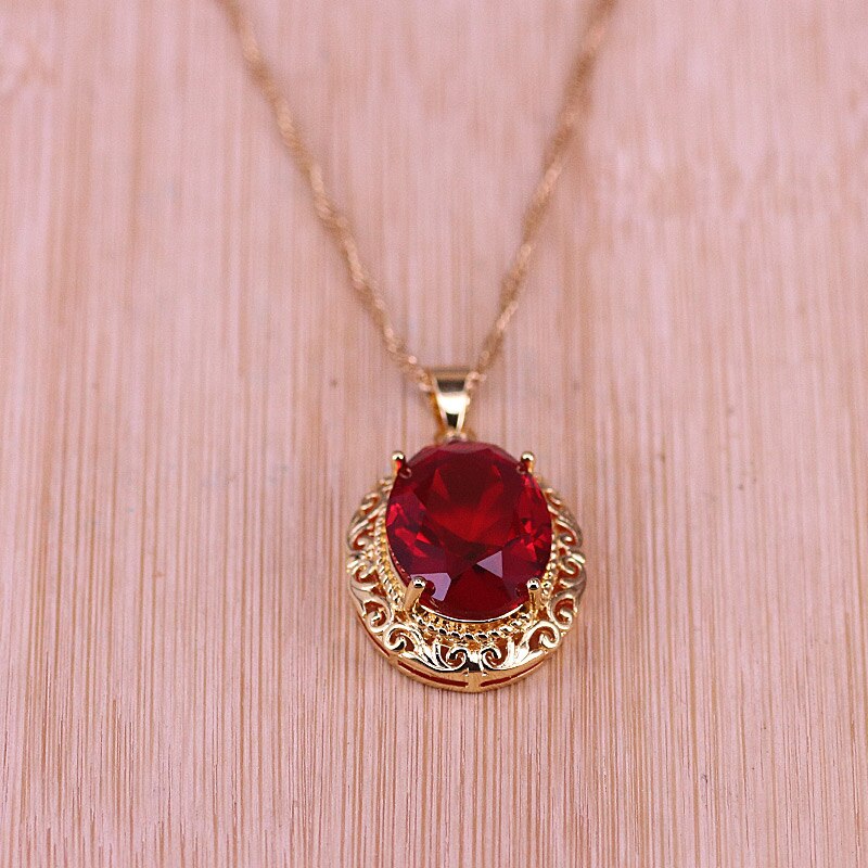 Risenj Dubai Luxe Stijl Vele Kleuren Grote Rode Steen Goud Kleur Sieraden Voor Vrouwen Verstelbare Ring Ketting Set