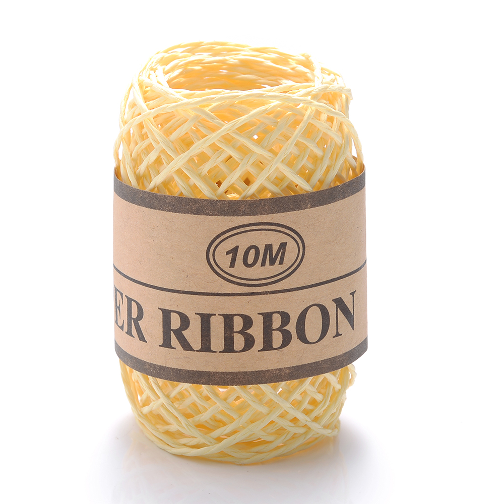 10 meter/rulle raffia papirreb blomsteremballage materiale gør-det-selv håndværk maleri fest bryllup dekoration tilbehør: Gul
