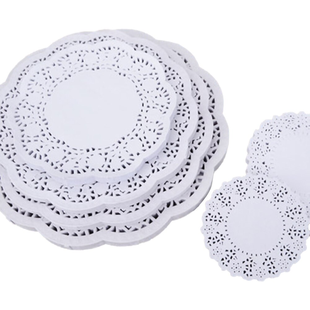 100 PCS Oil-absorbing Paper White Lace Round Paper Doilies Cake Packaging Pads Wedding Tableware Decoration: 8.5 inch