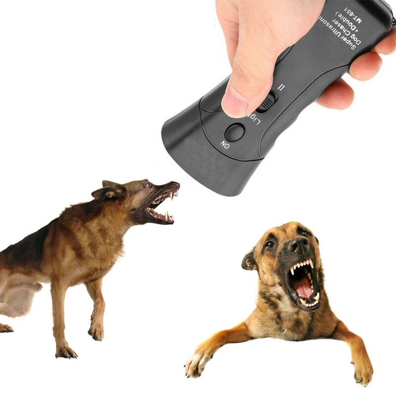 Kæledyr hund ultralyd anti -gøen træner med led lommelygte kæledyr jagt træning dobbelt hoved trompet med afvisende kontrol: 2